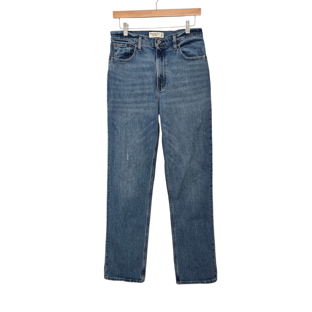 Abercrombie & Fitch The 90s Straight Ultra High Rise Jeans Blue Medium Wash 28